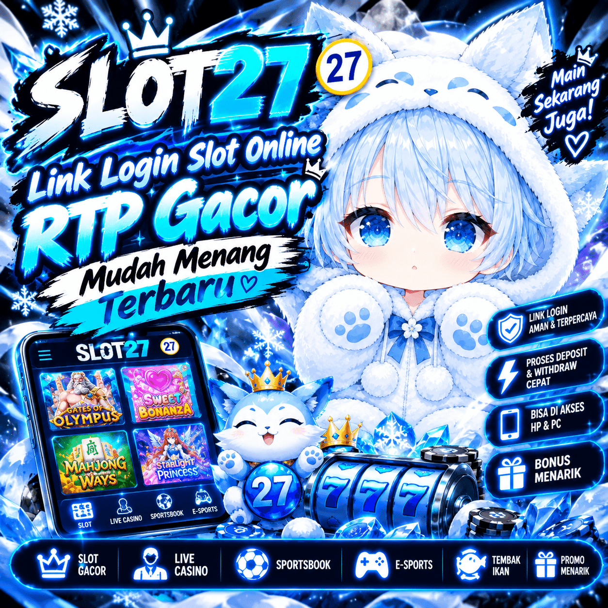 Thumbnail 1 of 3, Poster, Slot27: Link Login Slot Online RTP Gacor Mudah Menang Terbaru designed and sold by SLOT27.